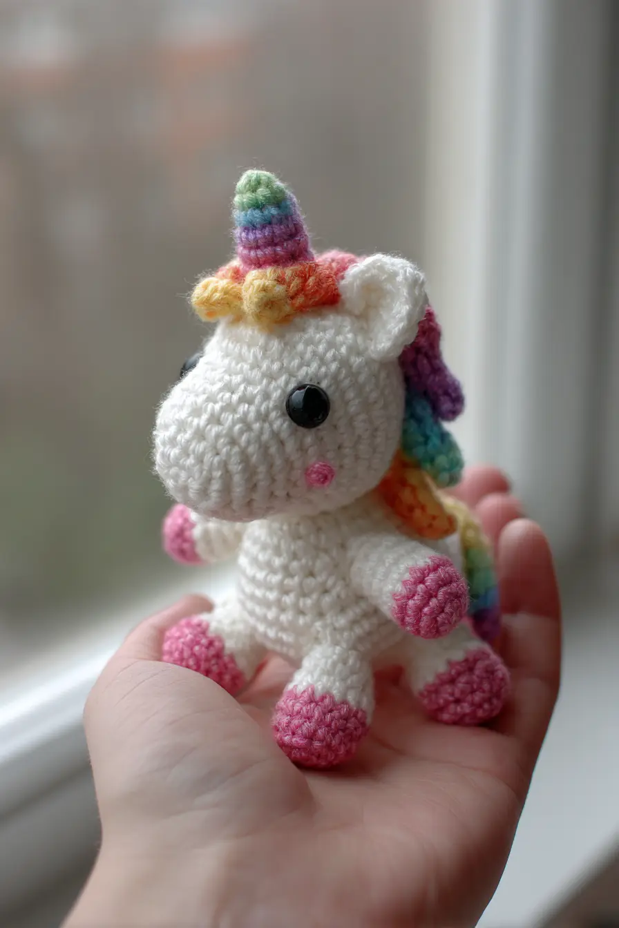 ## Mini Rainbow Unicorn Amigurumi — Materials, Stitches, Size & Safety