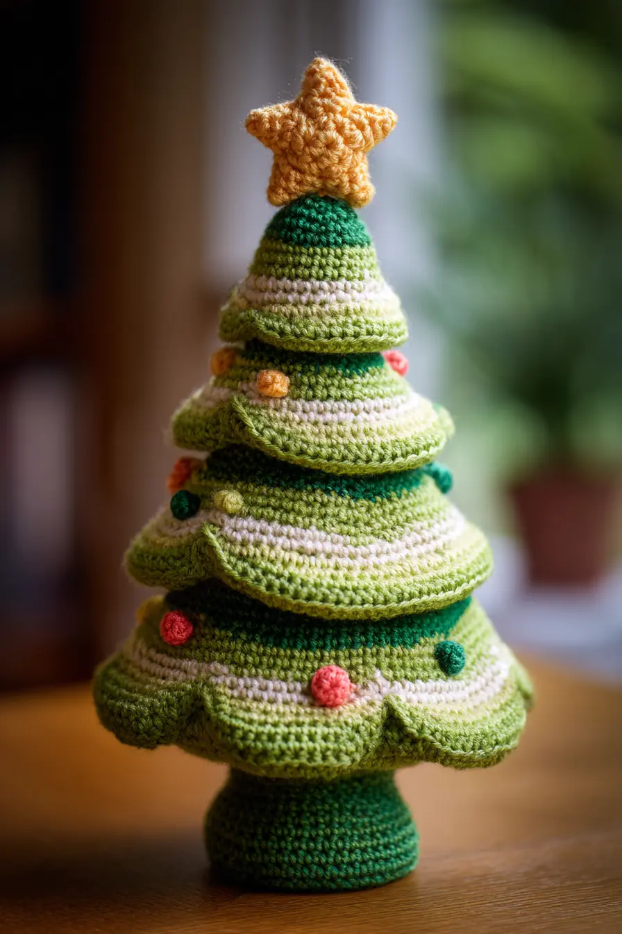 ## Mini Amigurumi Christmas Tree — Crocheted Layered Green Tree with Star