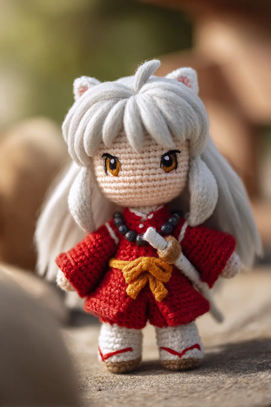 ## Amigurumi White‑Haired Doll in Red Kimono — Crochet Doll Pattern & Tips