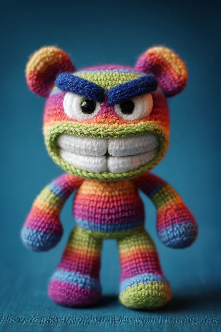 Rainbow Angry Amigurumi Bear — Crochet Pattern, Materials & Safety Tips