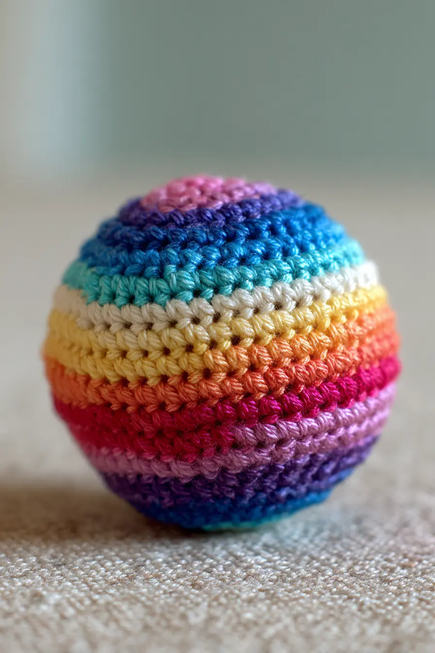 Rainbow Striped Amigurumi Ball — Crochet Pattern for Small Toy or Stress Ball