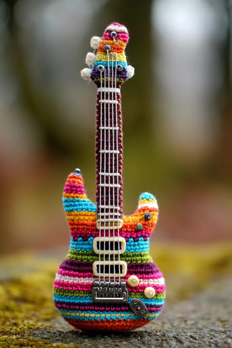 Rainbow Striped Guitar Amigurumi — Crochet Pattern, Materials & Tips