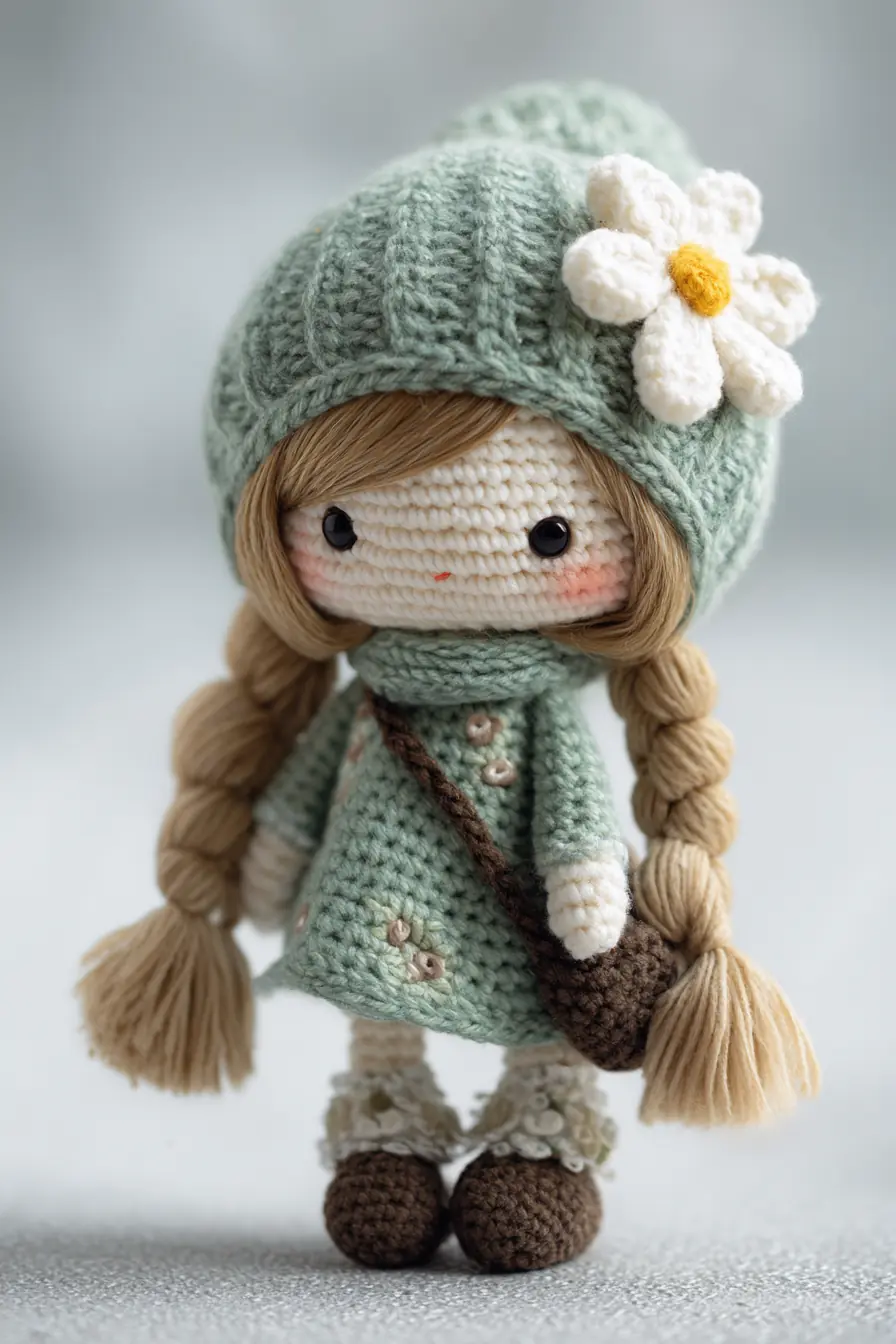 Daisy-Hat Amigurumi Girl — Worsted Yarn Doll Pattern