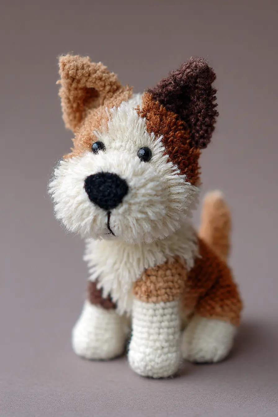 Calico Puppy Amigurumi Crochet Pattern — Small Plush Dog Toy