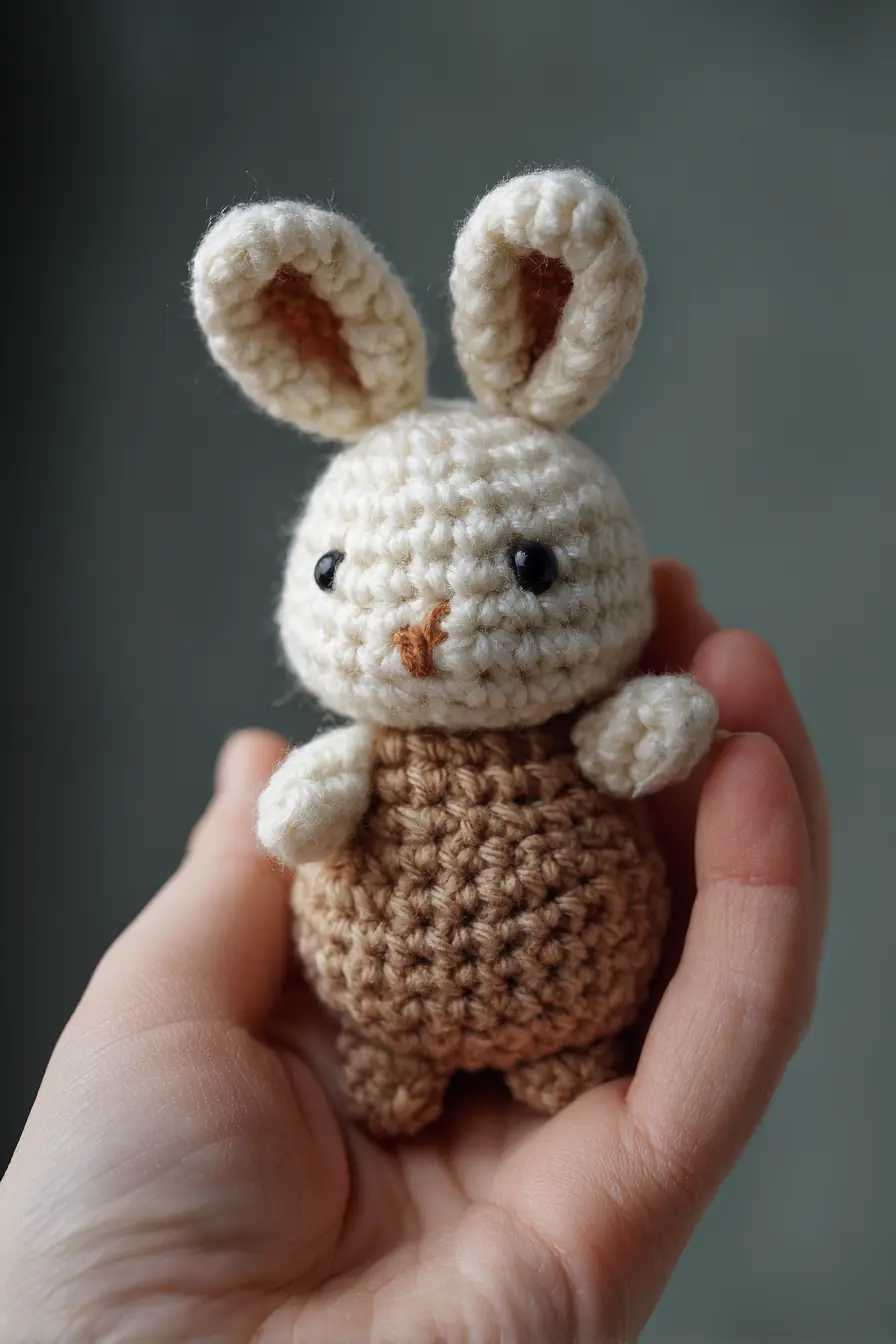 Palm-Size Crochet Bunny Amigurumi — Worsted/DK Yarn, 3.5–4.0 mm Hook