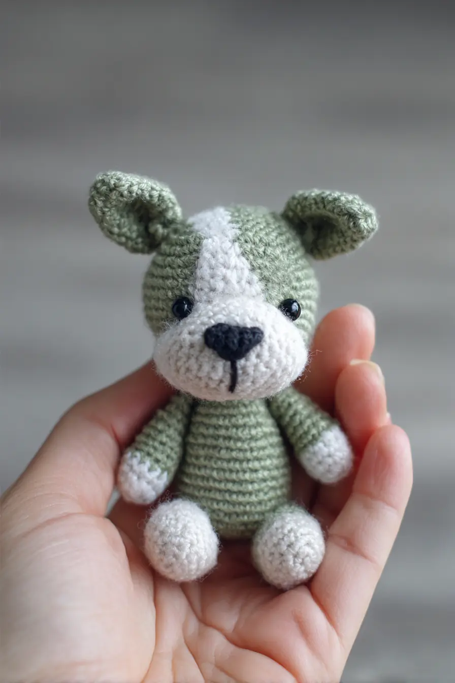 Palm-Sized Sage & Cream Amigurumi Puppy — Crochet Pattern Essentials