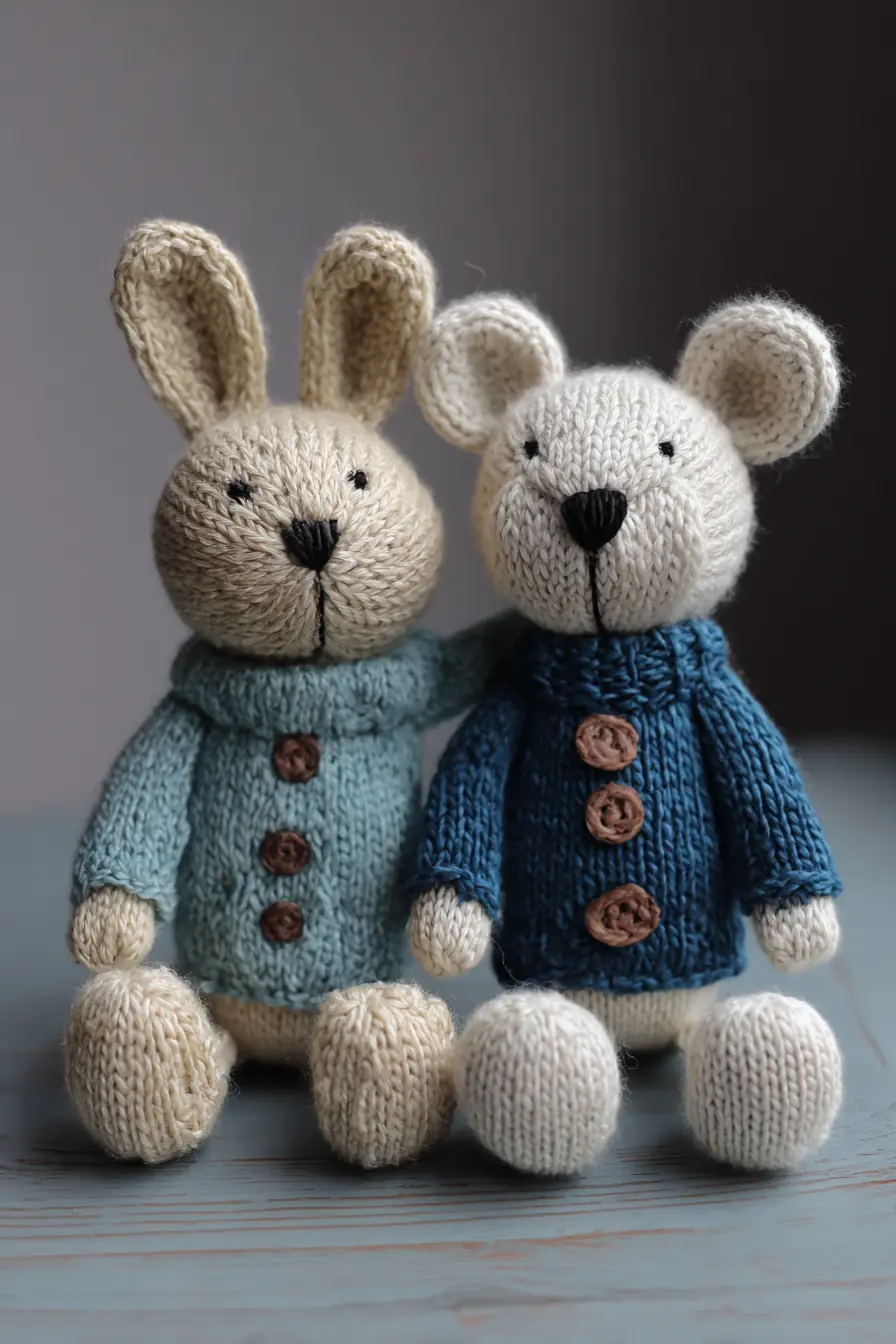 Hand-Knit Amigurumi Bunny & Bear — Soft Wool Toy Pattern