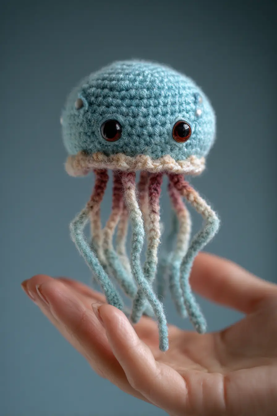 Handheld Amigurumi Jellyfish Crochet Pattern — Small Blue Jellyfish Toy