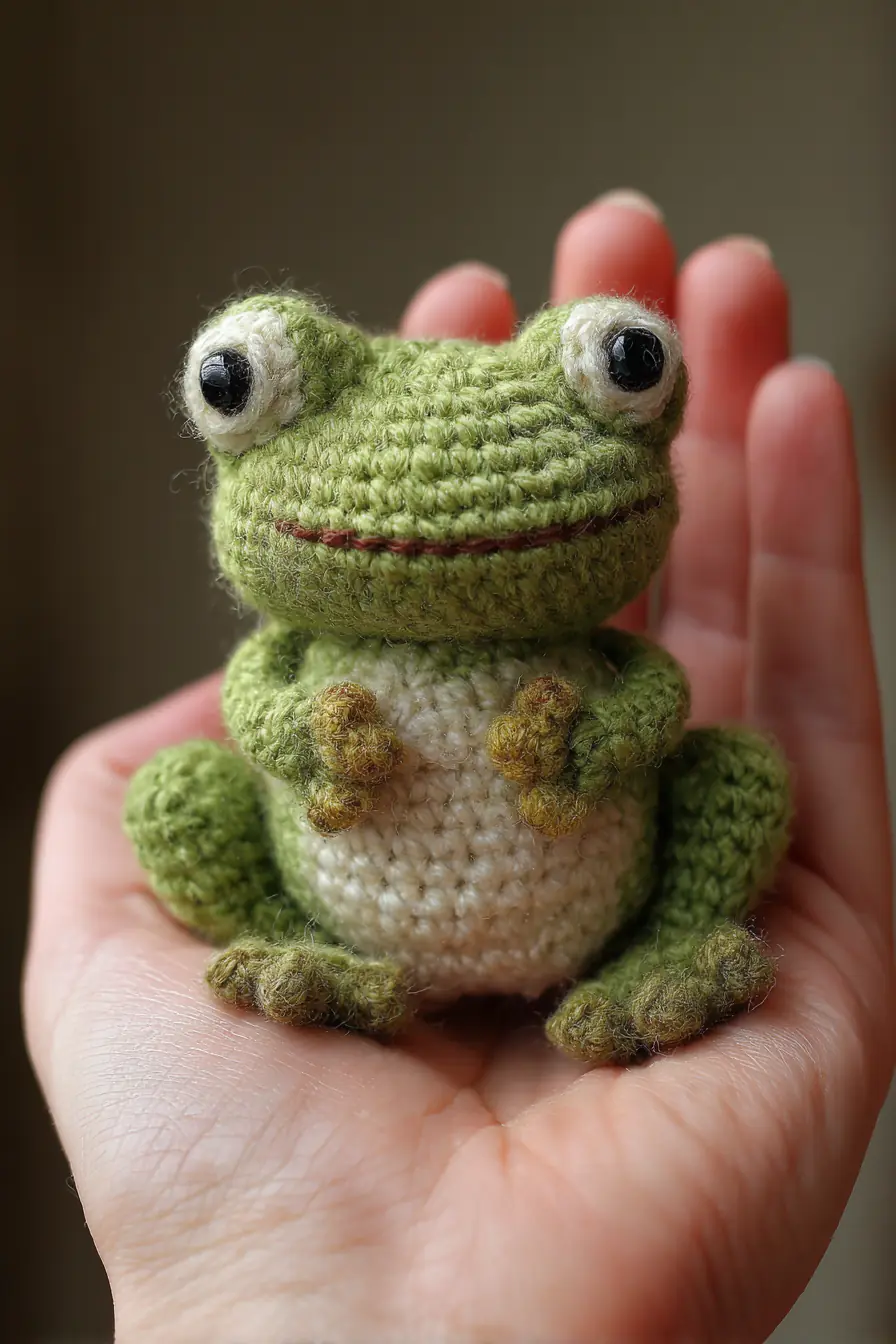 Handheld Amigurumi Frog Crochet Pattern — Tiny Crochet Frog Toy