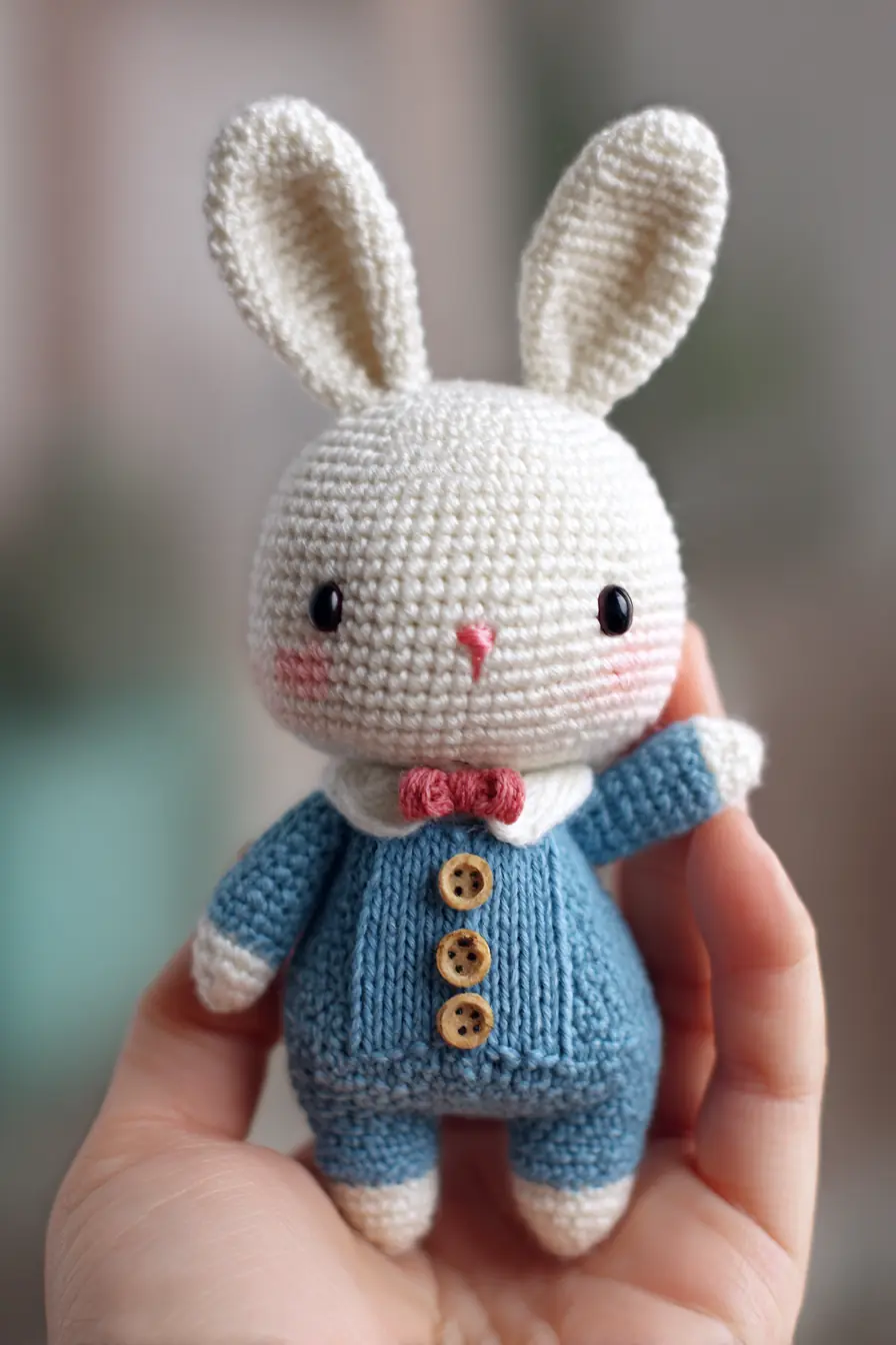 Handheld Amigurumi Bunny — Crochet Pattern (DK yarn, safety eyes, ~12 cm)