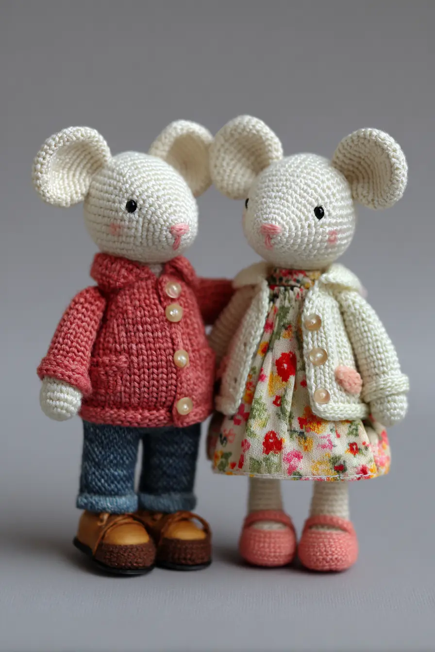 Handmade Amigurumi Mouse Pair — Crochet Pattern & Materials Guide