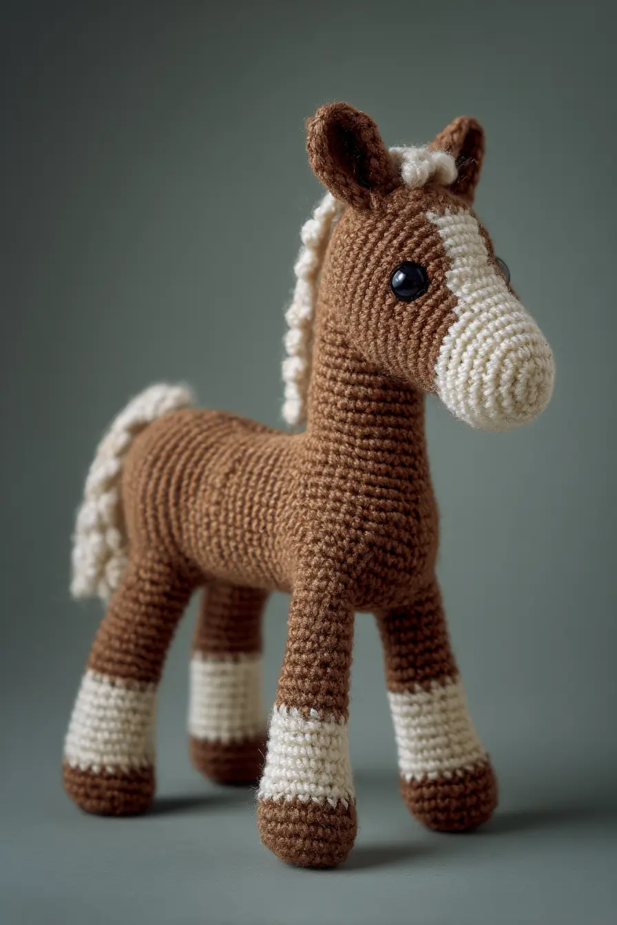 Handmade Brown & Cream Amigurumi Horse — Crochet Pattern & Care Tips