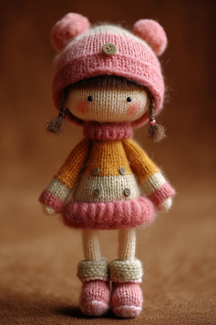 Hand‑Knit Amigurumi Doll with Pom‑Pom Hat — Soft Toy Pattern and Tips
