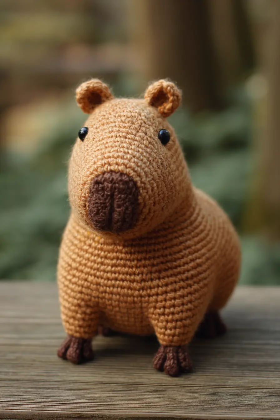 Capybara Amigurumi Pattern — Worsted Yarn, Safety Eyes, Simple Stitches