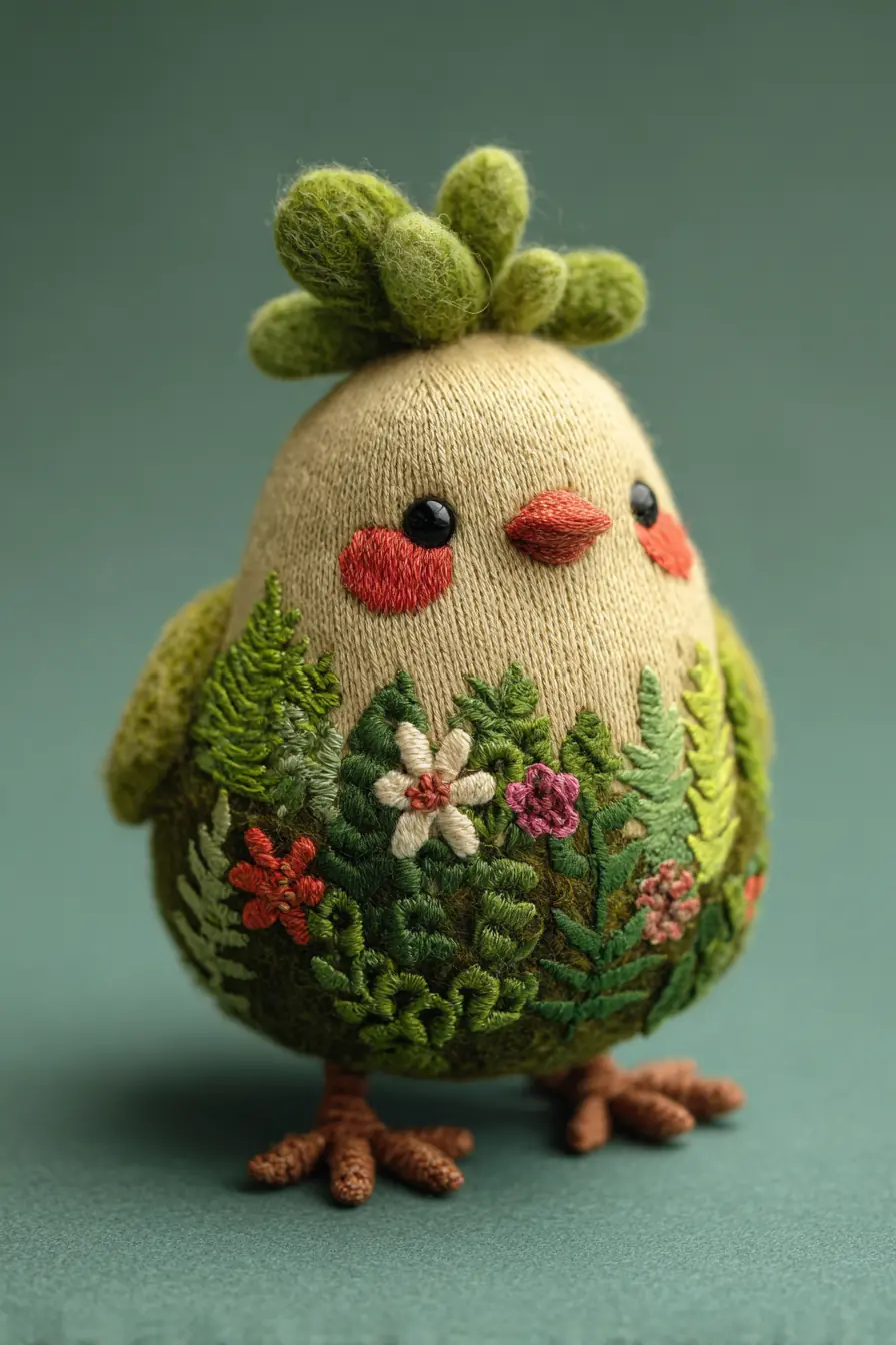 Garden Bird Amigurumi: Embroidered Floral Details, Felted Crest & Pattern Tips