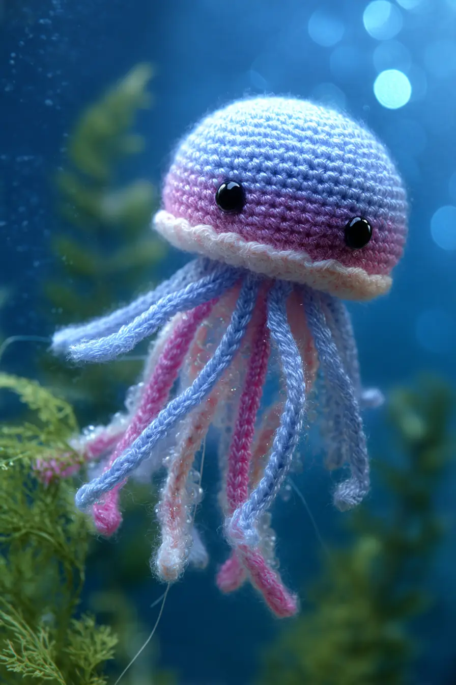 Pastel Jellyfish Amigurumi — DK Yarn, Single Crochet & Tentacle Tips