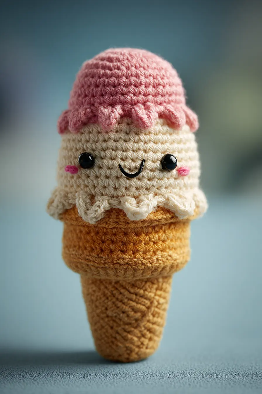 Kawaii Ice Cream Amigurumi Crochet Pattern — Cone Plush (12–18 cm)