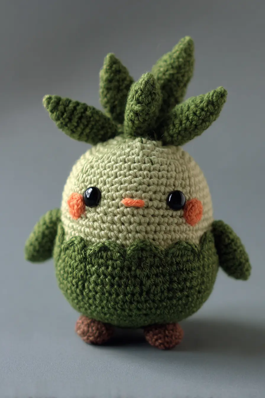 Kawaii Pineapple Amigurumi: Crochet Pattern for a Small Green Plant Pal