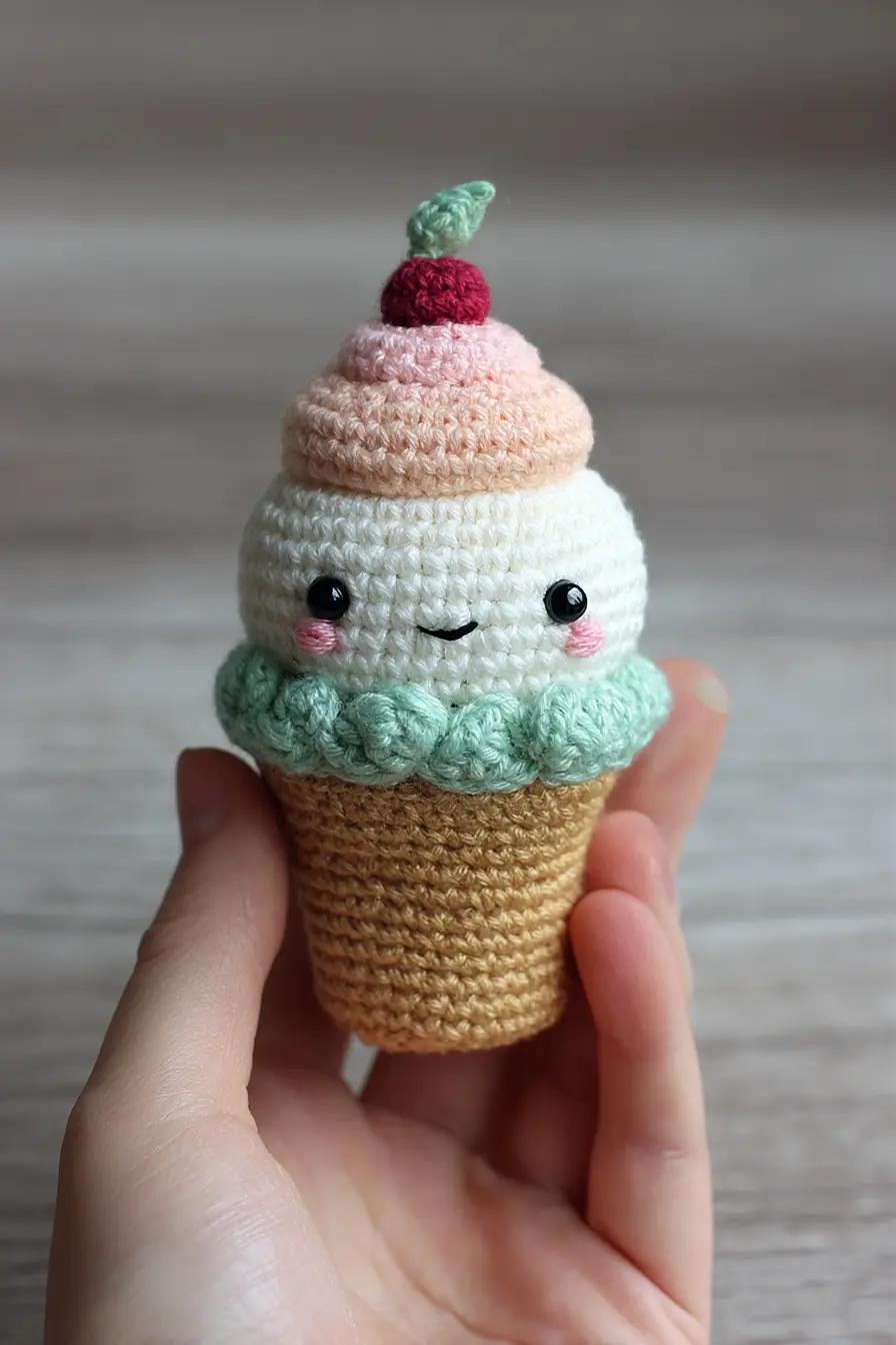 Kawaii Amigurumi Ice Cream Cone Crochet Pattern — Small Plush Toy