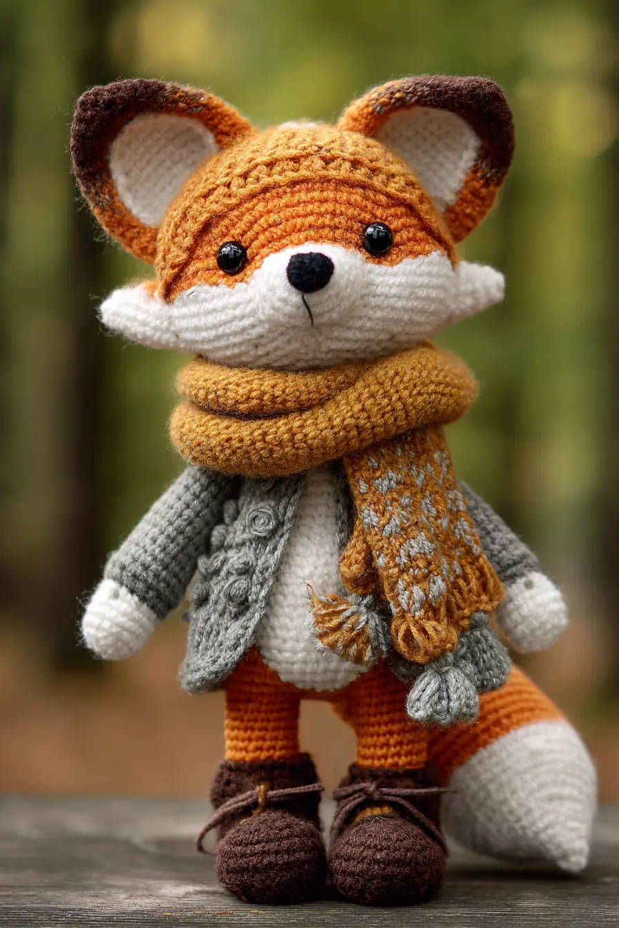 Scarfed Fox Amigurumi Crochet Pattern — Cute Handmade Fox Toy (Yarn & Safety Eyes)
