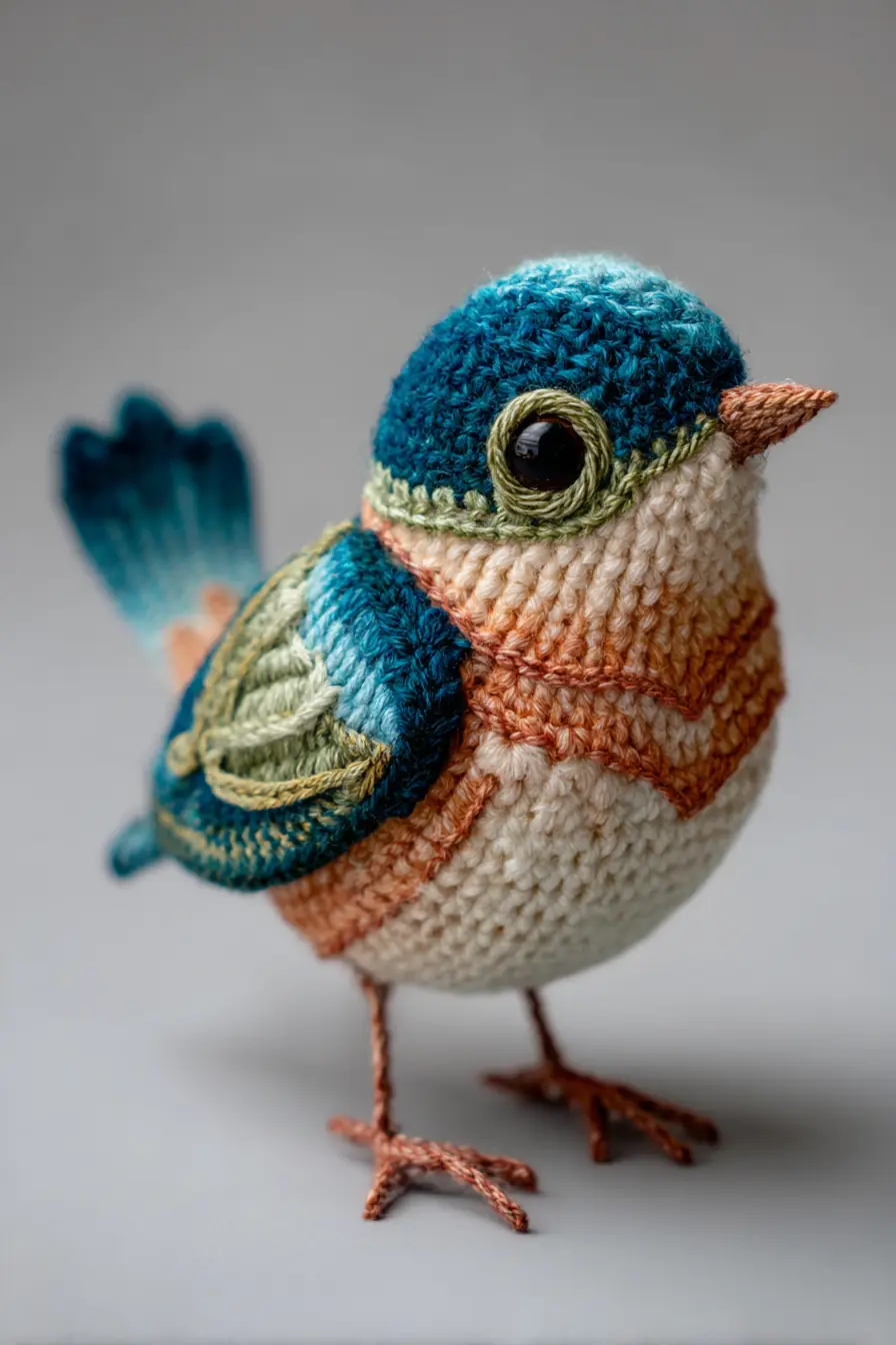 Teal & Peach Amigurumi Bird — DK Crochet Pattern, Tips & Safety