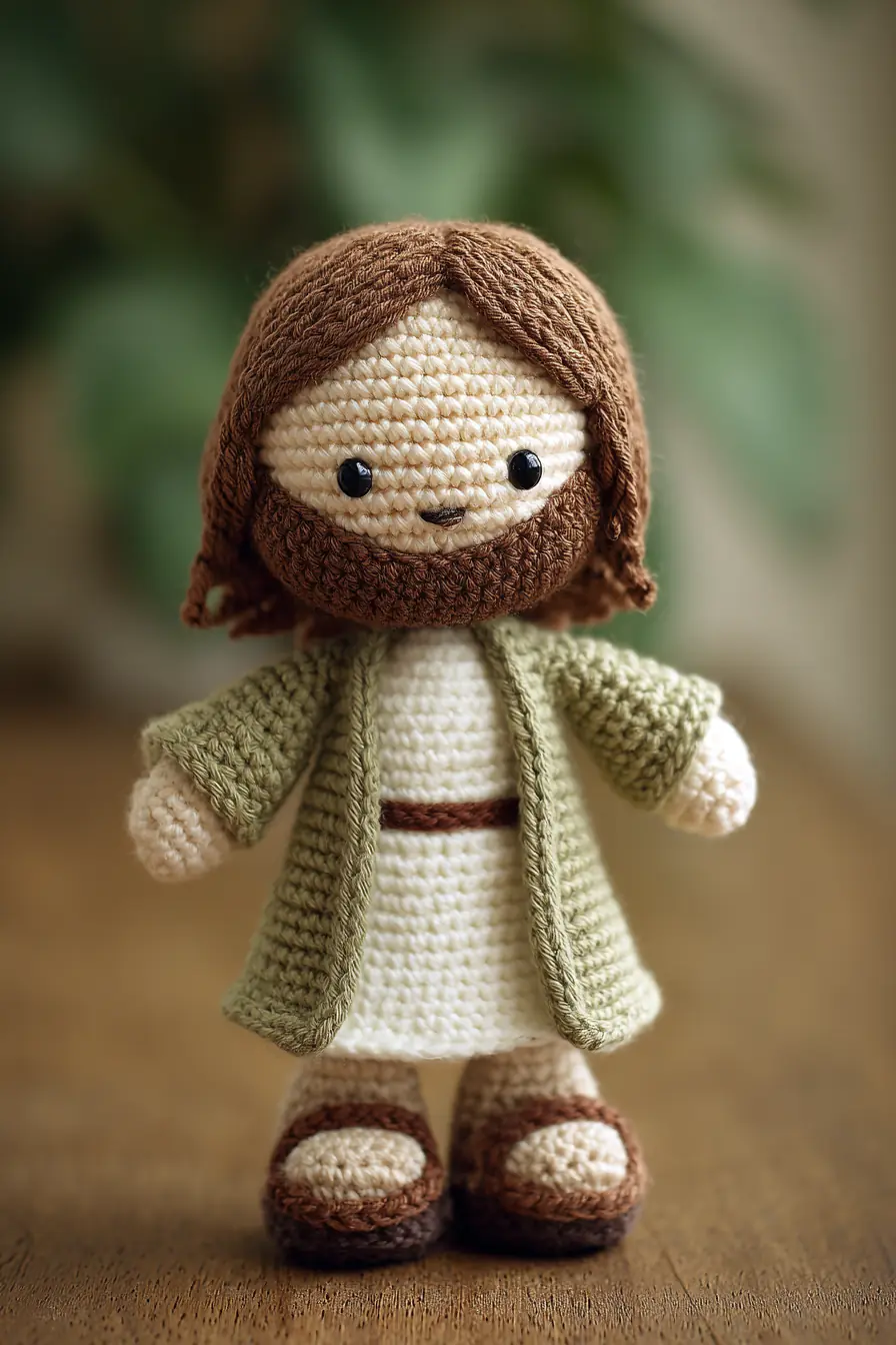 Bearded Amigurumi Crochet Doll Pattern — 8 in Cotton/Acrylic Soft Toy