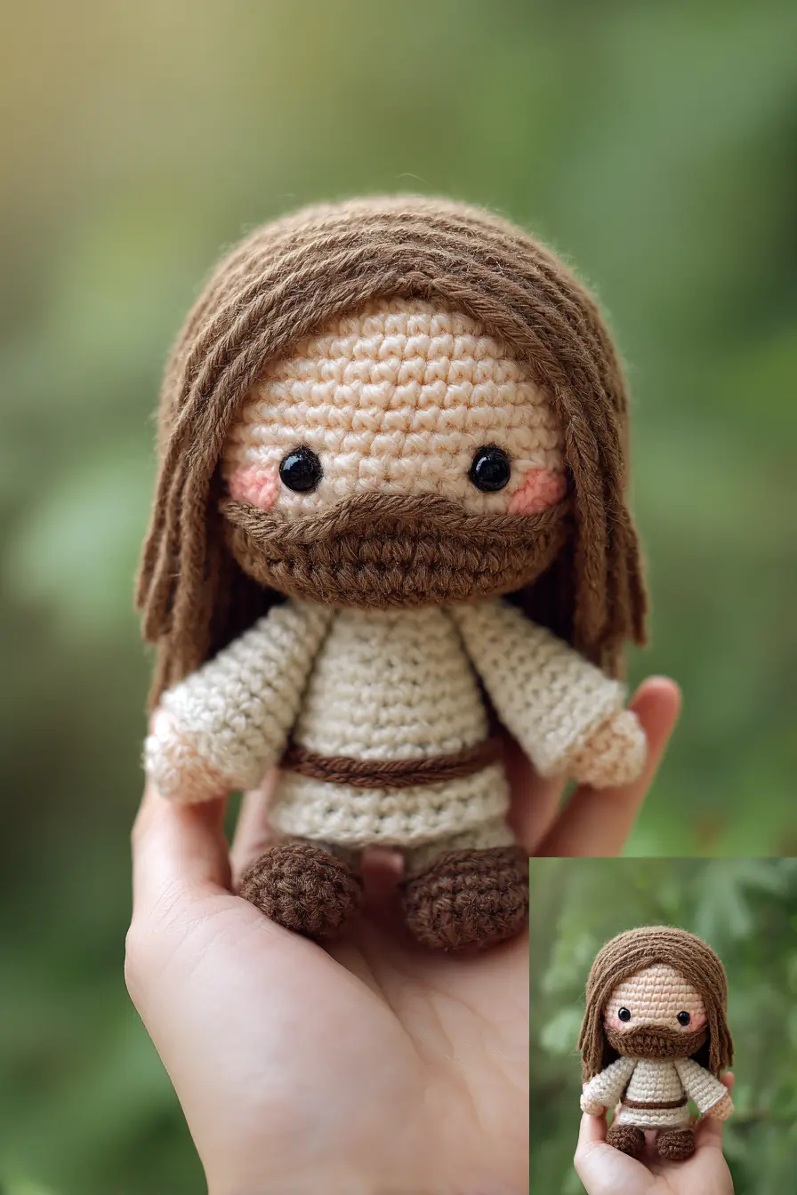 Bearded Amigurumi Crochet Doll — Small 5–6 in (12–15 cm) Handmade Pattern