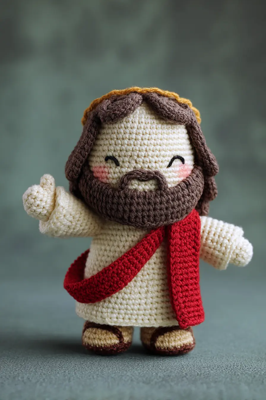 Bearded Robed Amigurumi Crochet Doll with Red Sash — Small Plush Pattern