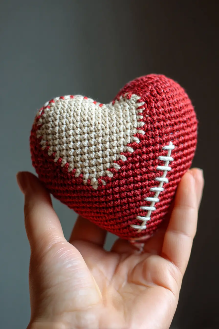 Red Heart Amigurumi Crochet — Small Stitched Plush (Handheld)