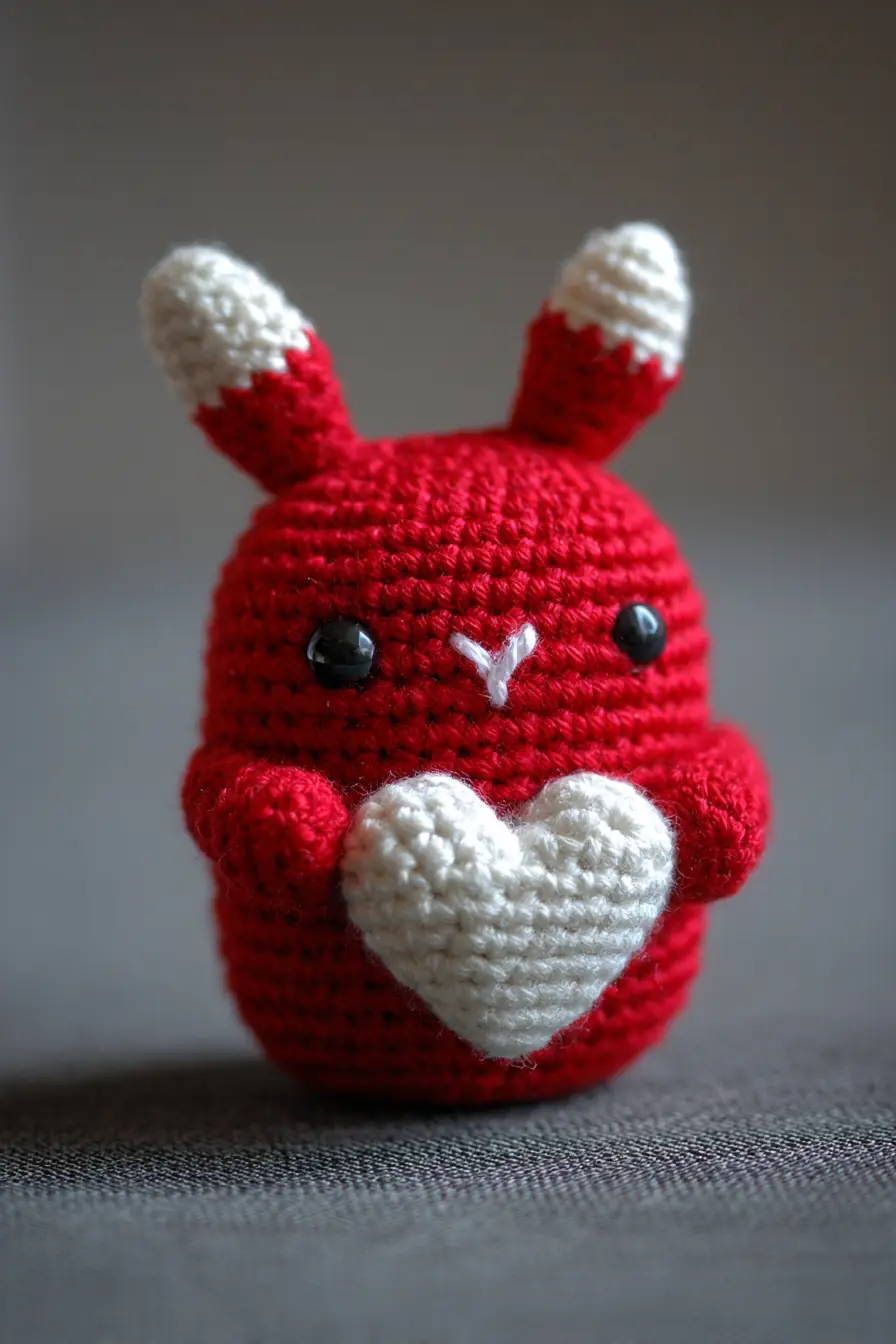 Red Heart Bunny Amigurumi — Small Crochet Toy Pattern with Safety Tips