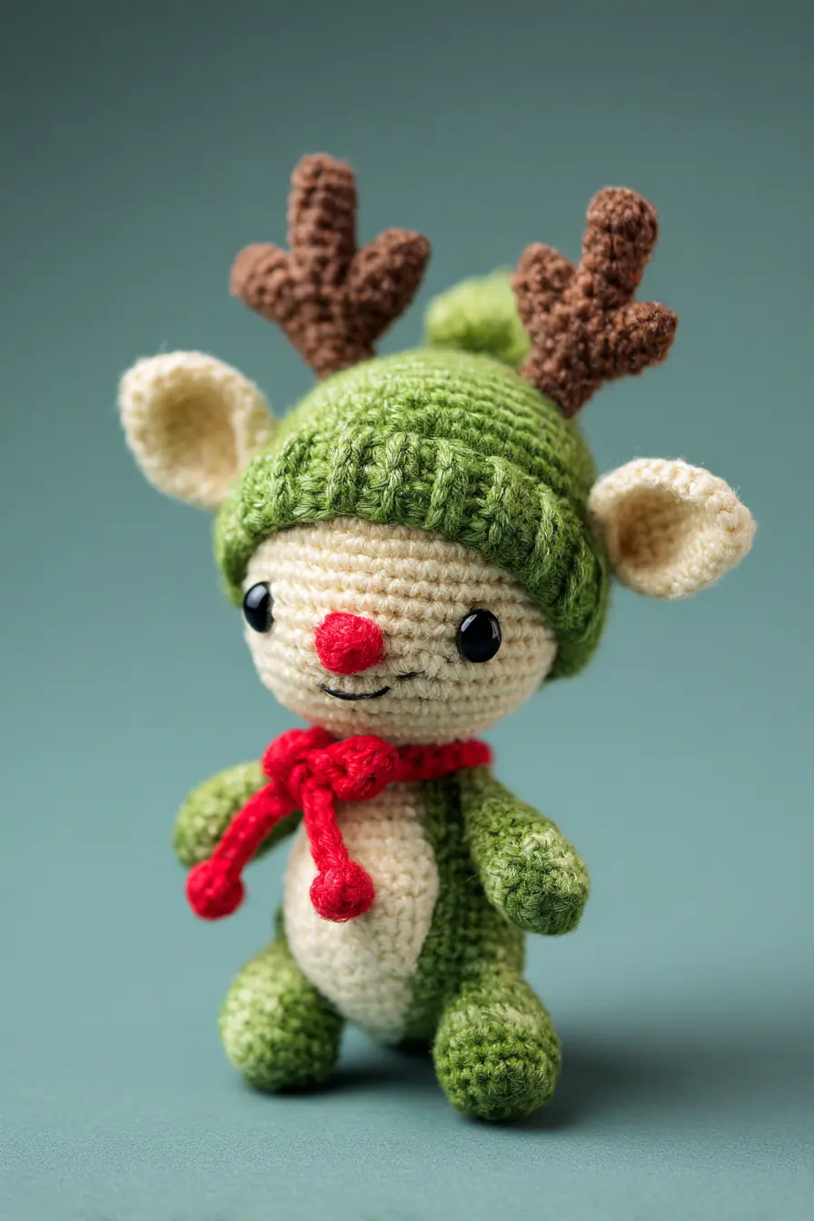 Reindeer Amigurumi Crochet Pattern — Hat, Antlers & Scarf (Small Plush)