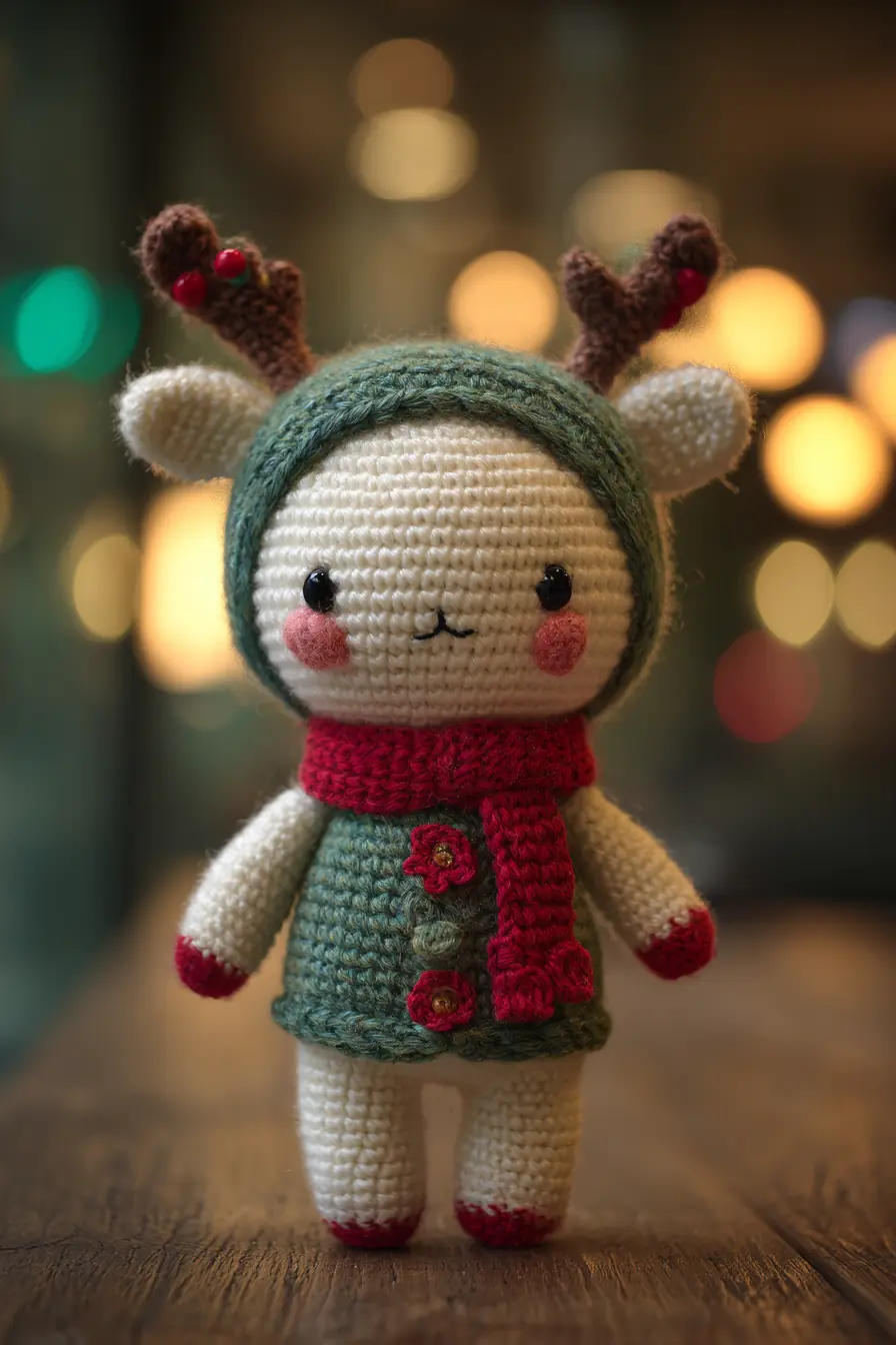 Reindeer Amigurumi Crochet Doll Pattern — Small Holiday Plush (6–7 in)