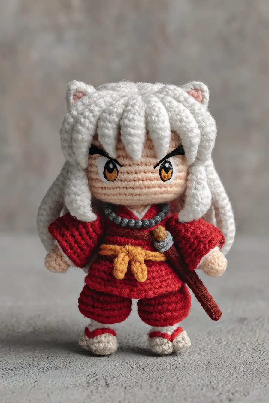 White-Haired Warrior Amigurumi Doll — Crochet Pattern & Materials