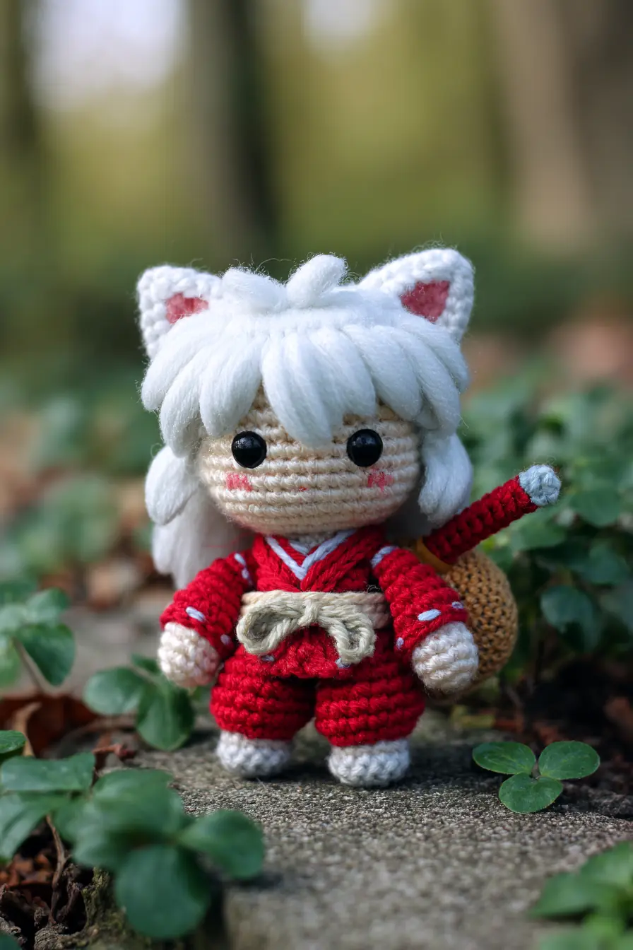 White-Haired Fox Amigurumi in Red Kimono — Crochet Doll Pattern Tips