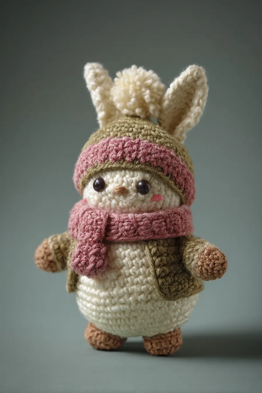 Chubby Bunny Amigurumi Crochet Pattern — Hat, Scarf & Pom-Pom Details
