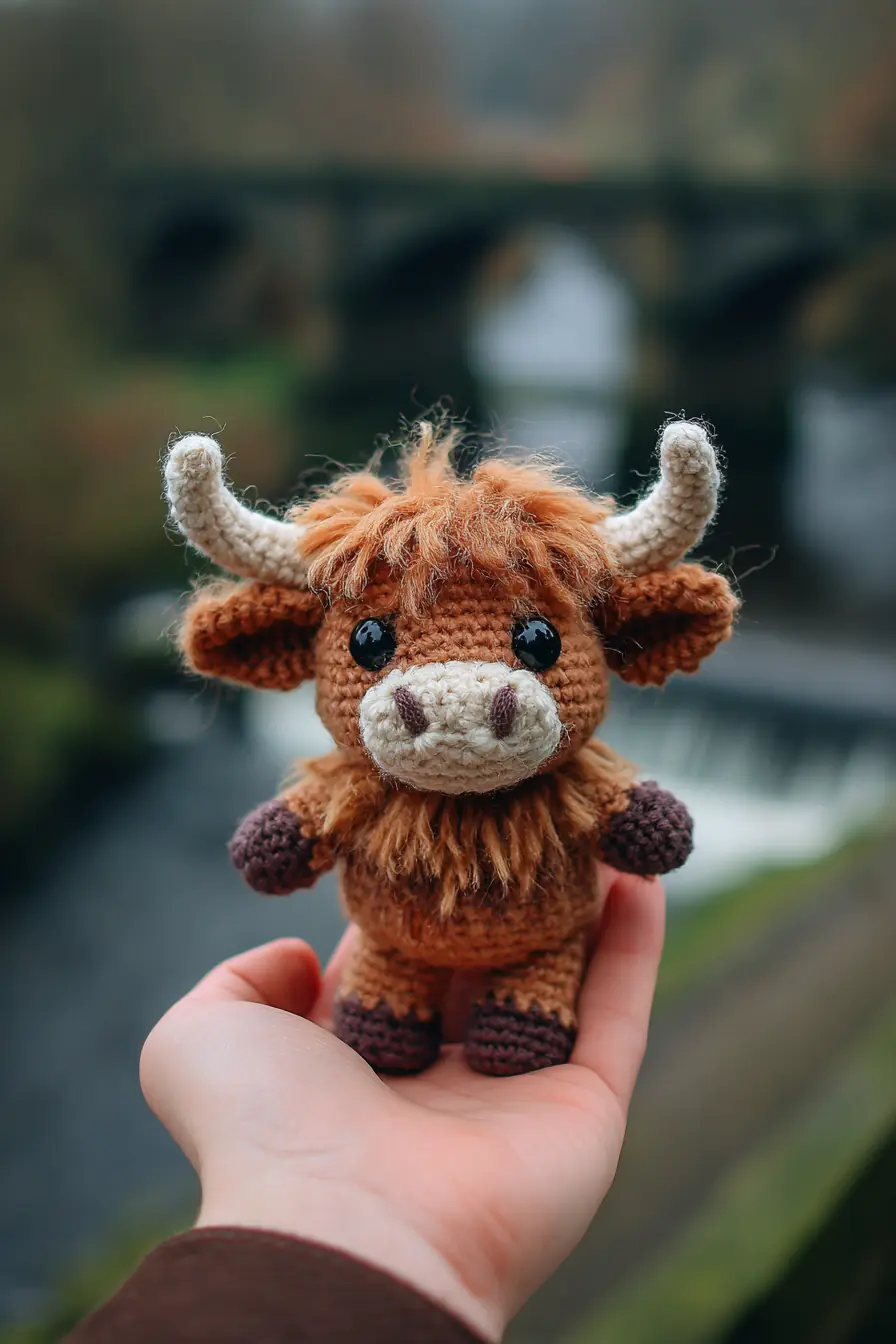 Highland Cow Amigurumi — Crochet Plush with Faux-Fur Mane