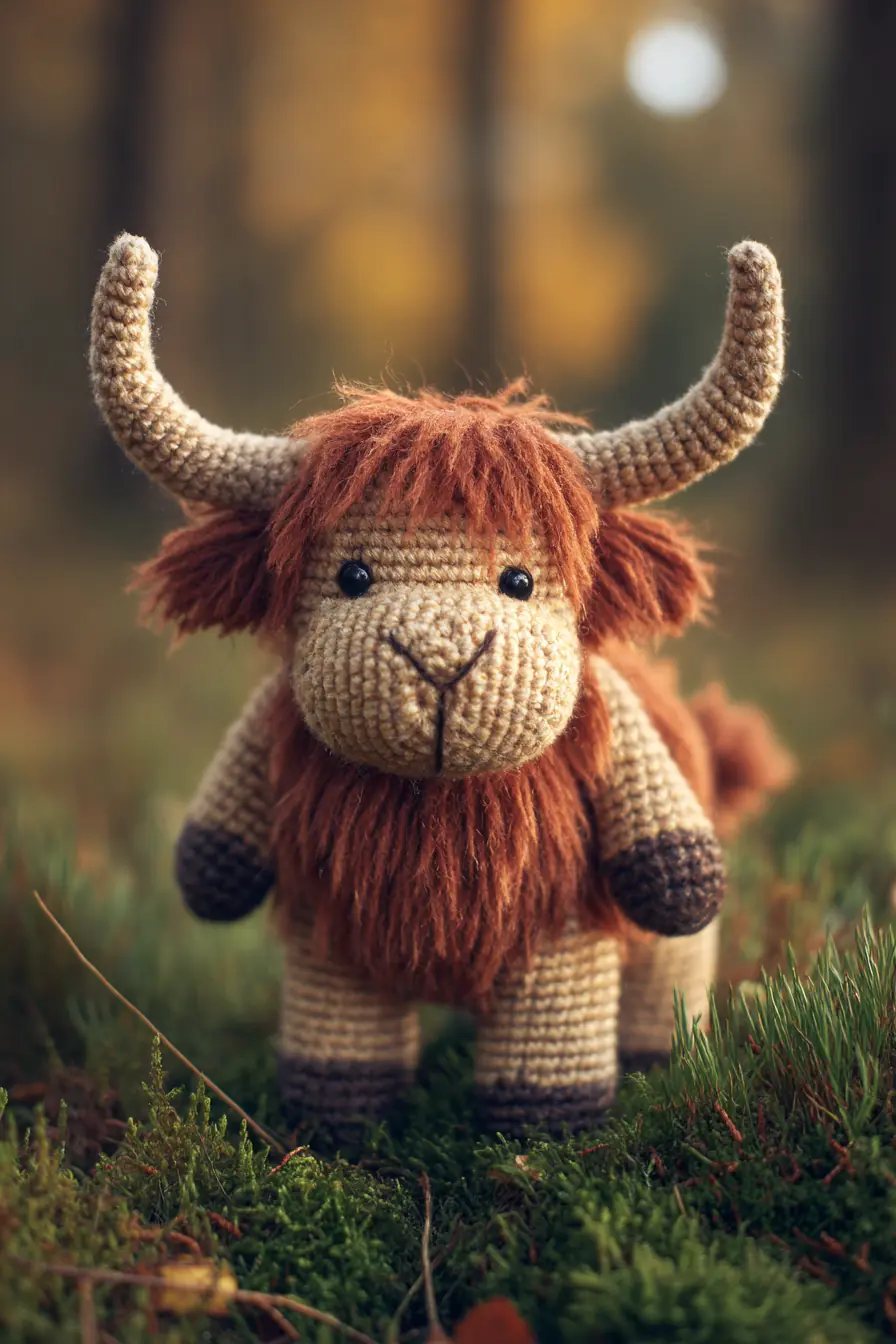 Highland Cow Amigurumi Crochet — Horned Plush Pattern (Worsted Yarn)