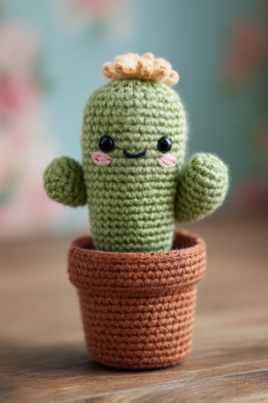 Mini Cactus Amigurumi Pattern — Crochet Pot, Flower & Safety Tips