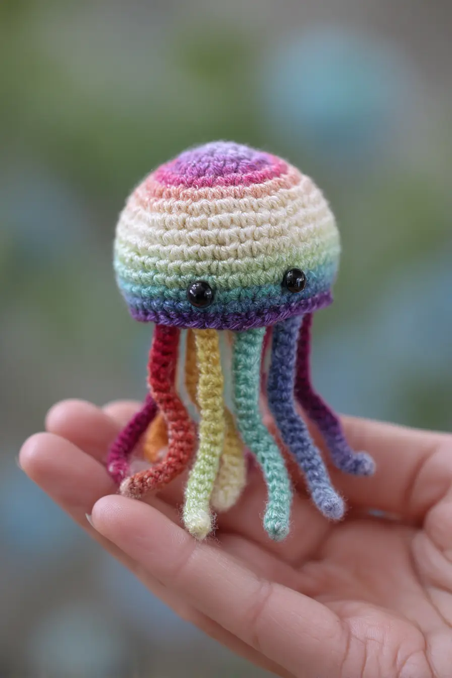 Mini Rainbow Jellyfish Amigurumi — Crochet Pattern, Materials & Tips