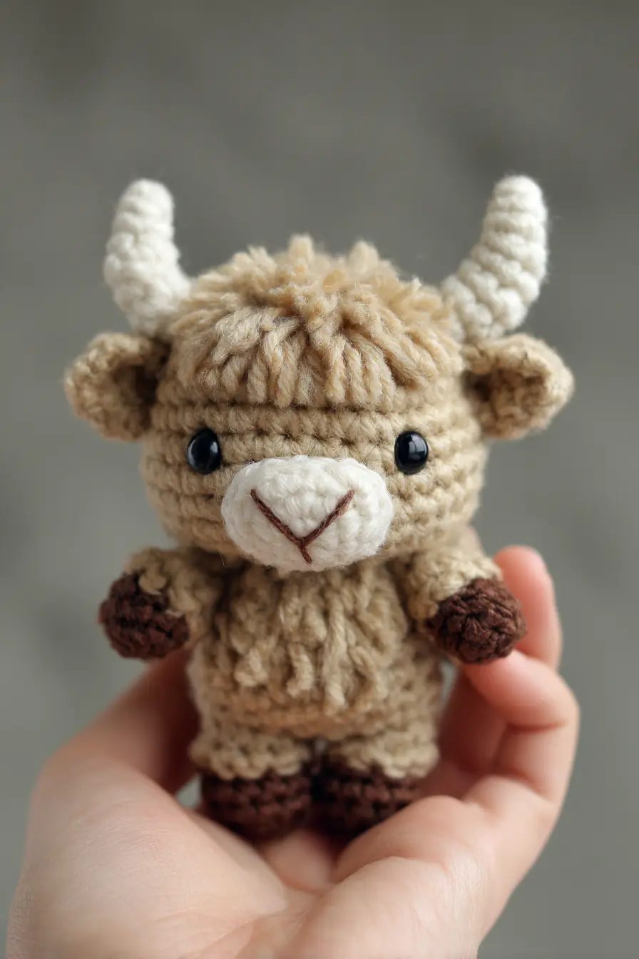 Mini Highland Cow Amigurumi – Crochet Pattern, Materials & Safety Tips
