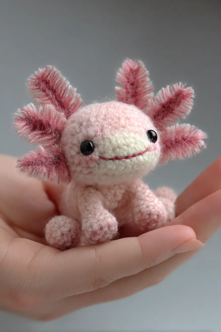 Mini Pink Axolotl Amigurumi — Tiny Plush Crochet Pattern