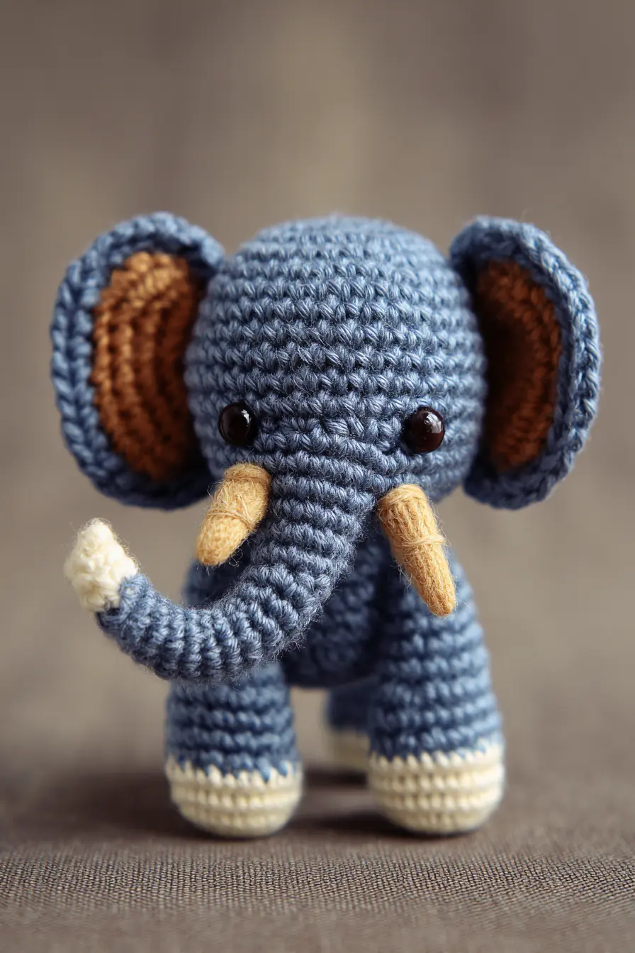 Mini Blue Elephant Amigurumi Crochet Pattern — DK Yarn & Safety-Eye Tips