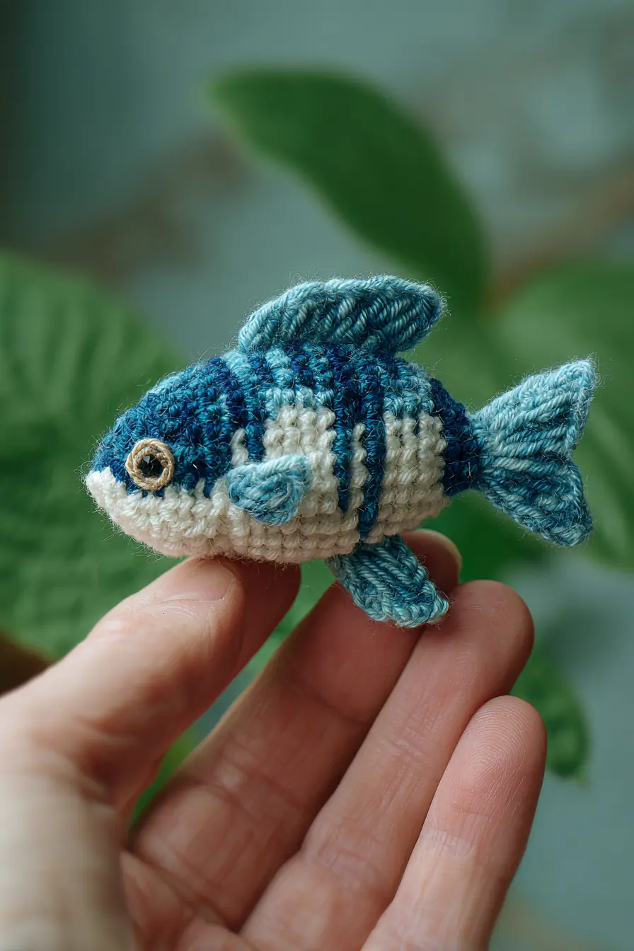 Mini Blue Striped Amigurumi Fish — Crochet Pattern, Materials & Tips