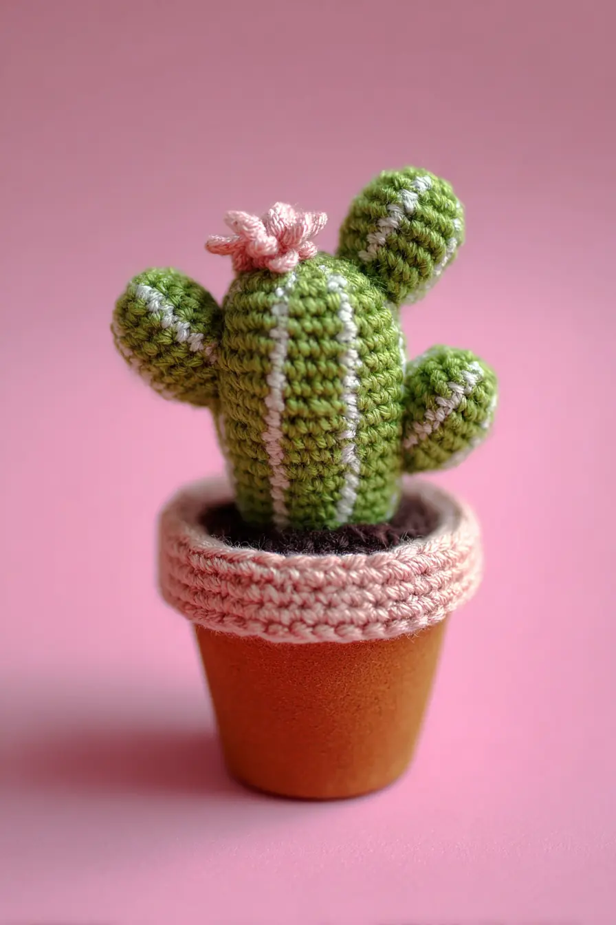 Mini Amigurumi Cactus with Flower — Crochet Pot Plant Pattern