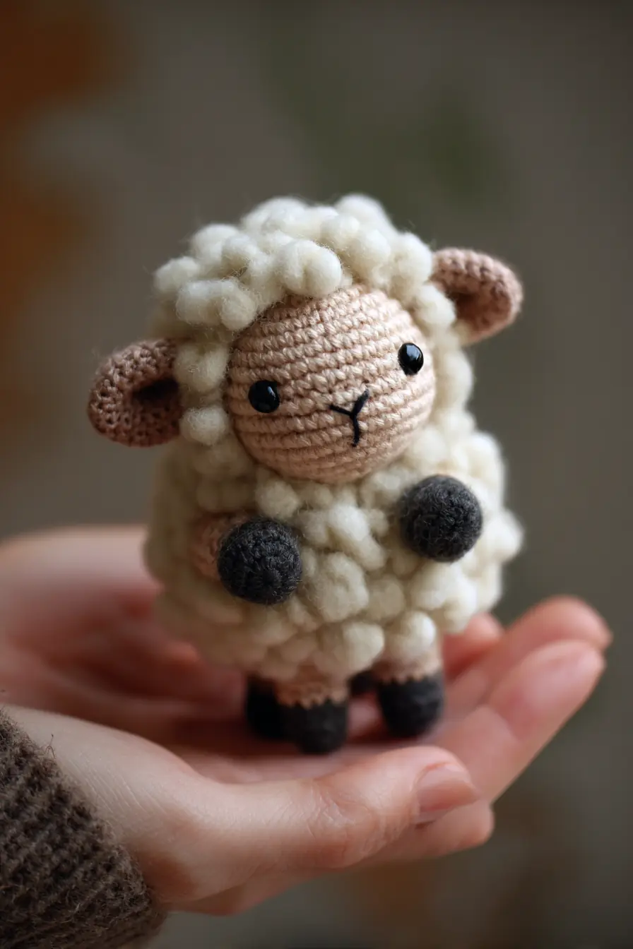 Mini Amigurumi Lamb: Crocheted Sheep Pattern with Puff Fleece