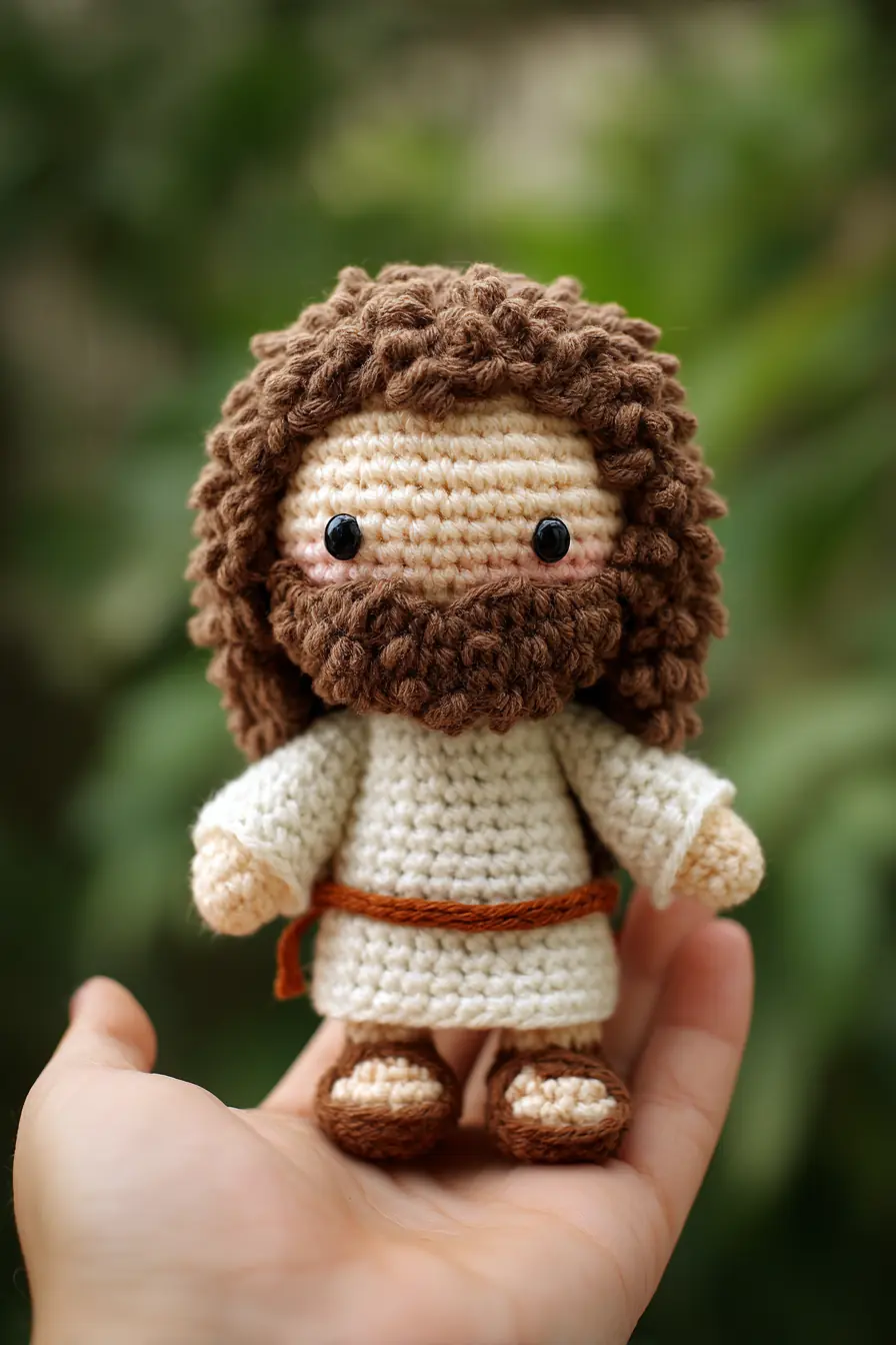 Mini Amigurumi Jesus Doll Crochet Pattern — Soft Bearded Figure (4–5 in)