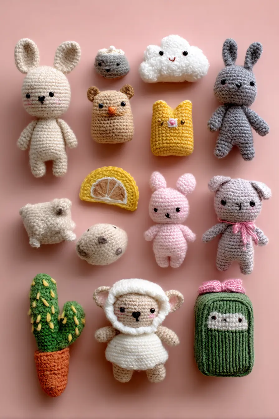 Mini Amigurumi Set — Bunny, Cloud, Cactus & Tiny Plush Crochet Patterns