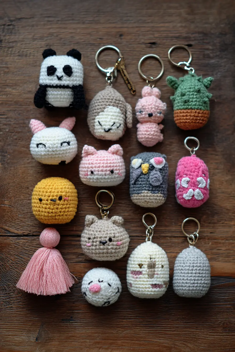 Mini Amigurumi Keychains — Cute Tiny Crochet Animals & Plant Charms