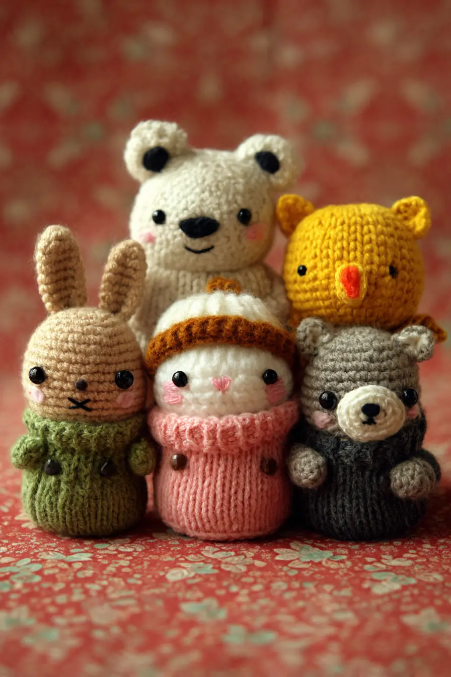 Mini Amigurumi Animal Stack — Tiny Bunny, Bear, Chick & Cat (crochet)