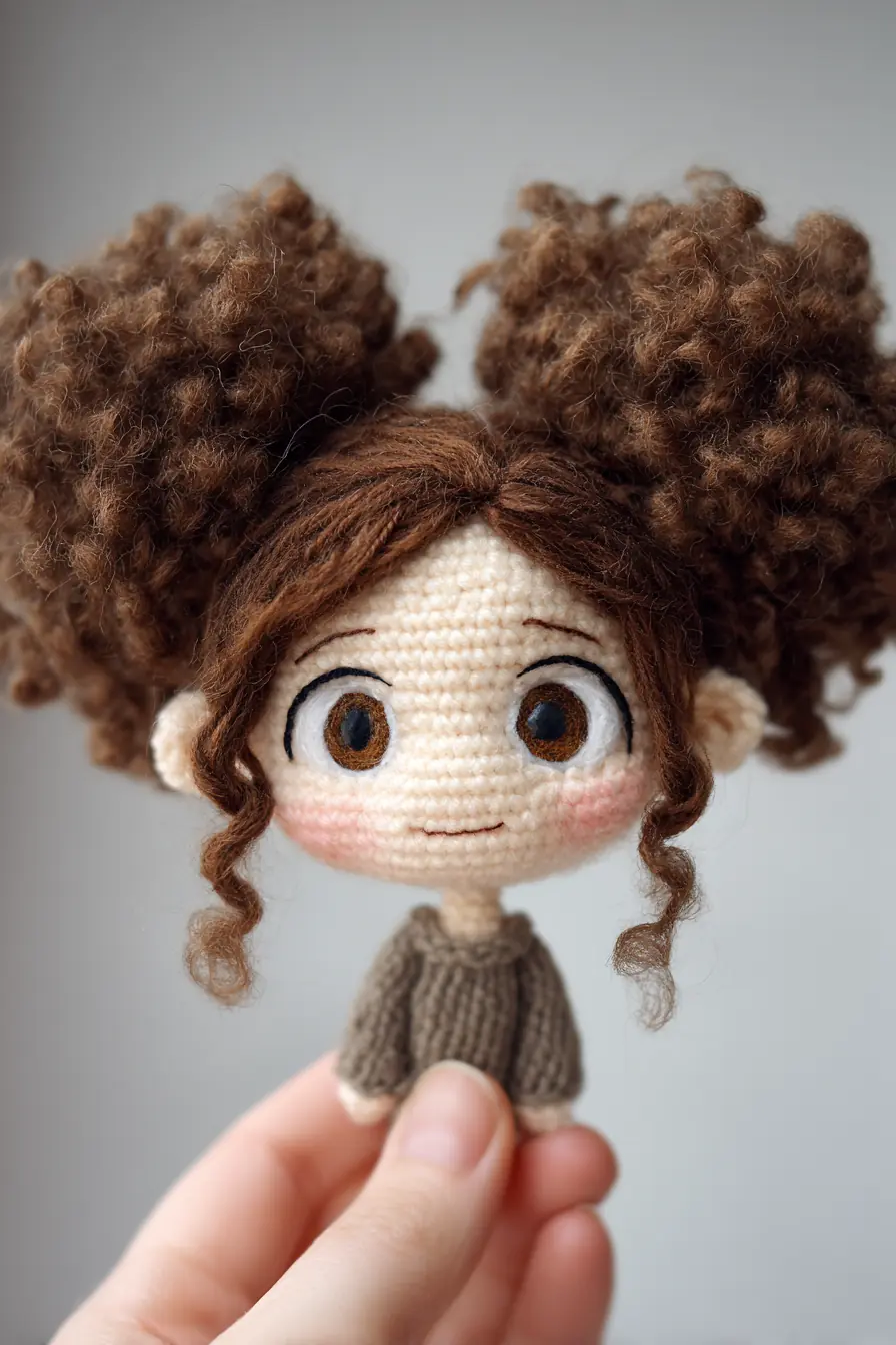 Mini Amigurumi Doll with Curly Yarn Hair — Materials, Stitches & Safety Tips